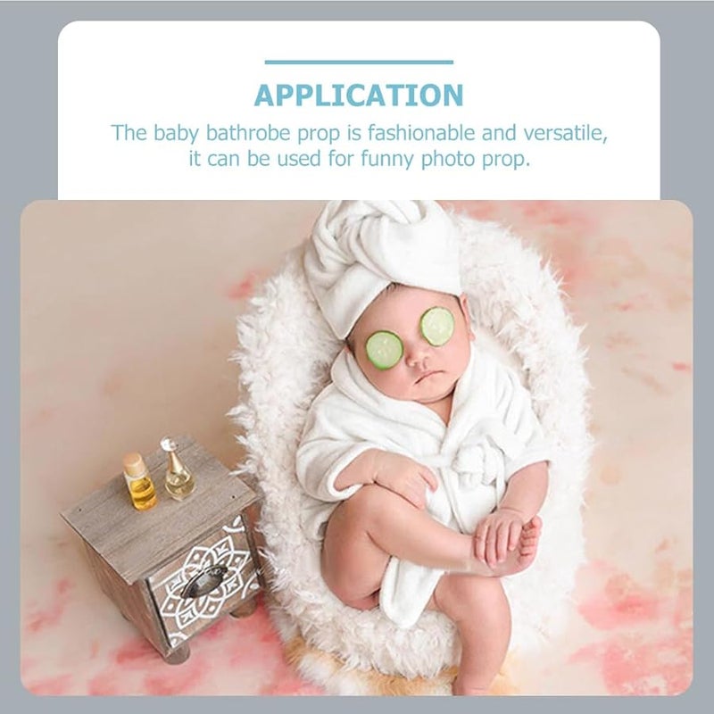 White Baby Bathrobe Newborn Photography Outfit Prop Set Size 38x25cm - Image 5